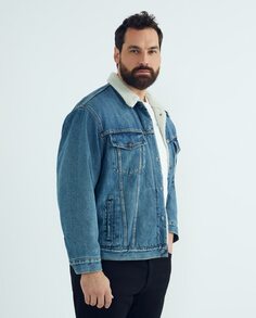 Мужская джинсовая куртка средней стирки с подкладкой из овчины больших размеров Levi&apos;s, синий Levis