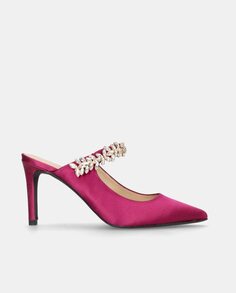 Женские шелковые туфли цвета фуксии с ремешком из кристаллов Mascaró, фуксия