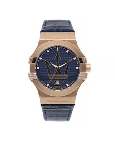 Мужские часы Potenza R8851108027 из кожи с синим ремешком Maserati, синий