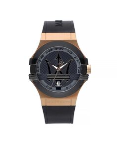 Мужские часы Potenza R8851108002 из кожи с черным ремешком Maserati, черный