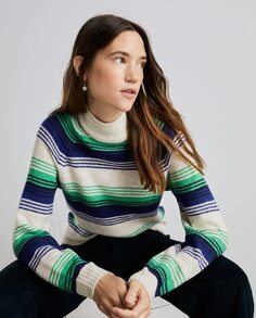 Женский свитер в несколько полосок с круглым вырезом Easy Wear, мультиколор