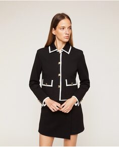 Короткая женская куртка с контрастами Motivi, черный