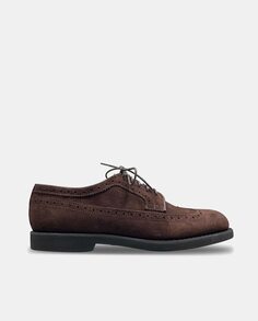 Мужские туфли на шнуровке из темно-коричневой замши с веганским верхом, рублеными деталями и резиновой подошвой Sebago, темно коричневый