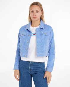 Женская вельветовая куртка узкого кроя Izzie Tommy Jeans, светло-синий