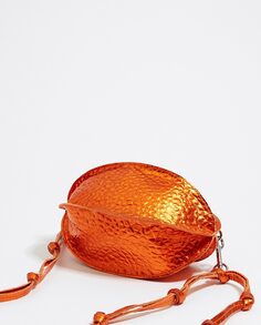 Оранжевая кожаная сумка S с эффектом металлик Bimba y Lola, оранжевый