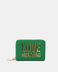 Маленький зеленый кошелек на молнии Love Moschino, зеленый