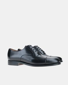 Мужские черные кожаные туфли на шнуровке в английском стиле с прямым носком Yanko, черный