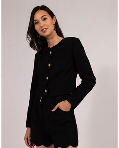 Короткая женская куртка с круглым вырезом Naf Naf, черный
