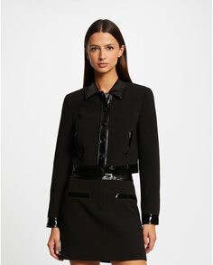 Прямая женская куртка с виниловыми деталями Morgan, черный