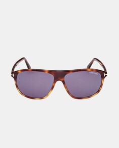 Мужские квадратные солнцезащитные очки из ацетата гаваны Tom Ford, коричневый