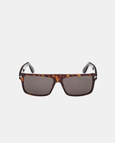 Прямоугольные мужские солнцезащитные очки из ацетата цвета гавана Tom Ford, коричневый