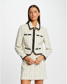 Прямая женская куртка с контрастной окантовкой Morgan, кремовый