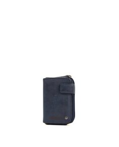 Мужской кошелек с визитницей из стираной кожи синего цвета Stamp, темно-синий
