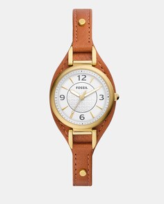 Carlie ES5215 коричневые женские часы из экокожи Fossil, светло-коричневый