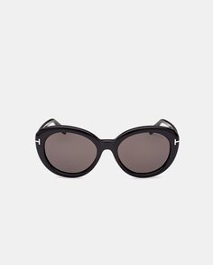 Черные овальные женские солнцезащитные очки из ацетата Tom Ford, черный