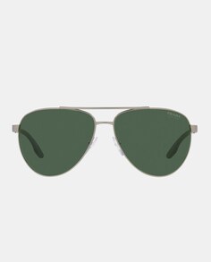 Мужские солнцезащитные очки-авиаторы серого металлического цвета Prada Linea Rossa, серый