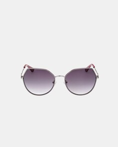 Женские солнцезащитные очки серебристого цвета с геометрическим узором из металла Guess, серебро
