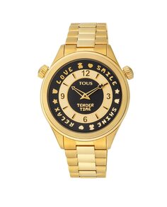 Женские часы Tender Time из золотой стали IP с вращающимся безелем Tous, золотой