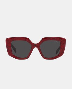 Бордовые женские солнцезащитные очки из ацетата с геометрическим рисунком Prada, бордо
