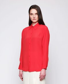 Женская блузка с рубашечным воротником и однотонным принтом Mirto, красный