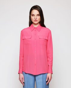 Женская блузка с передними карманами и однотонным принтом Mirto, розовый