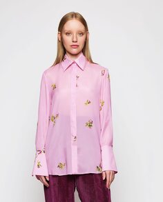 Женская блузка с длинными манжетами и цветочным принтом Mirto, розовый