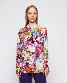 Женская блузка со потайными пуговицами и цветочным принтом Mirto, фиолетовый