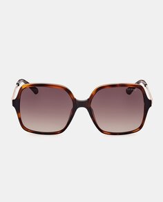 Квадратные женские солнцезащитные очки Гавана с металлическими дужками Guess, темно коричневый