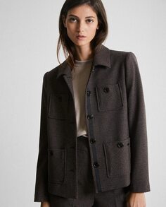 Жаккардовая женская куртка с четырьмя карманами Trucco, коричневый