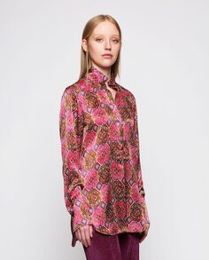 Женская блузка из 100% шелка с геометрическим принтом Mirto, розовый