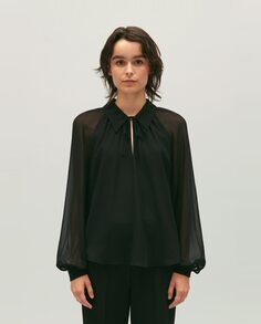 Полупрозрачная струящаяся женская блузка Claudie Pierlot, черный
