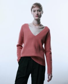 Женский свитер с V-образным вырезом Sfera, светло-розовый (Sfera)