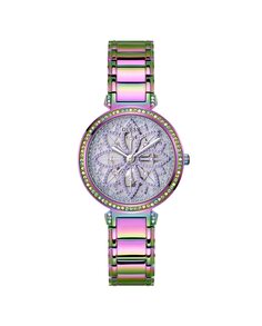 Женские часы Lily GW0528L4 из стали и сиреневого ремешка Guess, фиолетовый