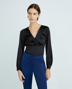 Женская блузка с длинными рукавами и V-образным вырезом Marciano by Guess, черный