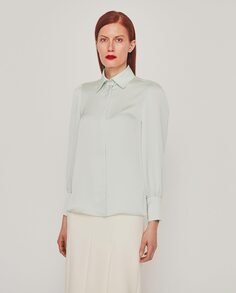 Струящаяся женская блузка с жемчужными пуговицами и однотонным принтом Mirto, белый