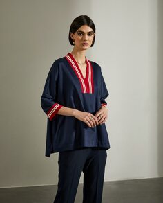 Женская блузка объемного кроя в стиле кимоно Lion of Porches, темно-синий