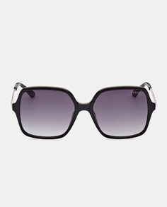 Черные квадратные женские солнцезащитные очки с металлическими дужками Guess, черный