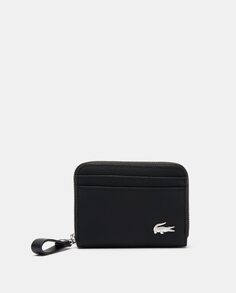 Маленький черный кошелек с логотипом кокоса и молнией Lacoste, черный
