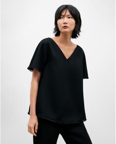 Женская блузка с V-образным вырезом черного цвета Adolfo Dominguez, черный