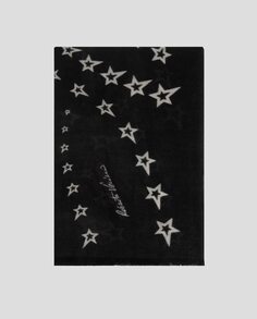 Женский шерстяной шарф с белыми звездами на черном фоне Roberto Verino, черный