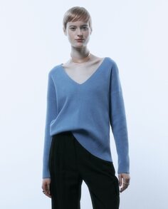 Женский свитер с V-образным вырезом Sfera, синий (Sfera)