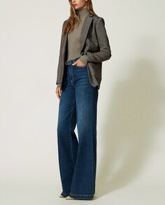 Женские широкие джинсы с поясом Twinset, синий