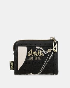 Маленький черный кошелек с контрастными деталями и застежкой-молнией Anekke, черный