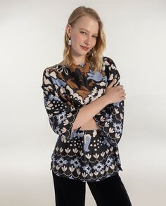 Женская блузка с цветочным принтом и французским рукавом Naulover, мультиколор