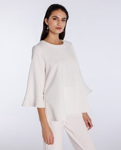 Женская однотонная блузка с французскими рукавами и рюшами Naulover