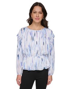 Женская блузка с круглым вырезом и длинными рукавами DKNY, мультиколор