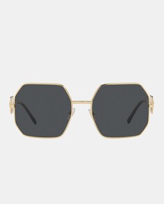 Золотистые женские солнцезащитные очки с геометрическим узором и эффектом металлик Versace, золотой
