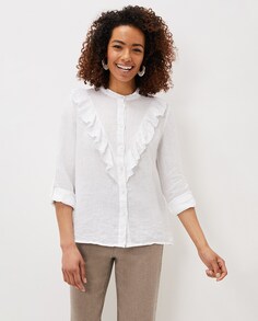Белая льняная блузка с длинным рукавом Phase Eight, белый