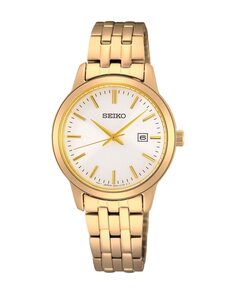 Нео классические женские часы SUR412P1 из стали с золотым ремешком Seiko, золотой