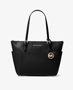 Большая сумка на плечо из сафьяновой кожи Jet Set Michael Michael Kors, черный